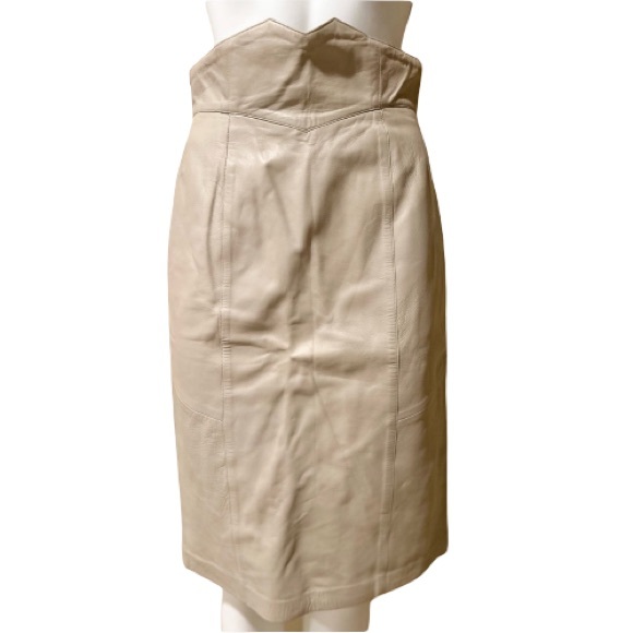 Vintage JOHN MICHAEL leather skirt Size:8 - Picture 1 of 6